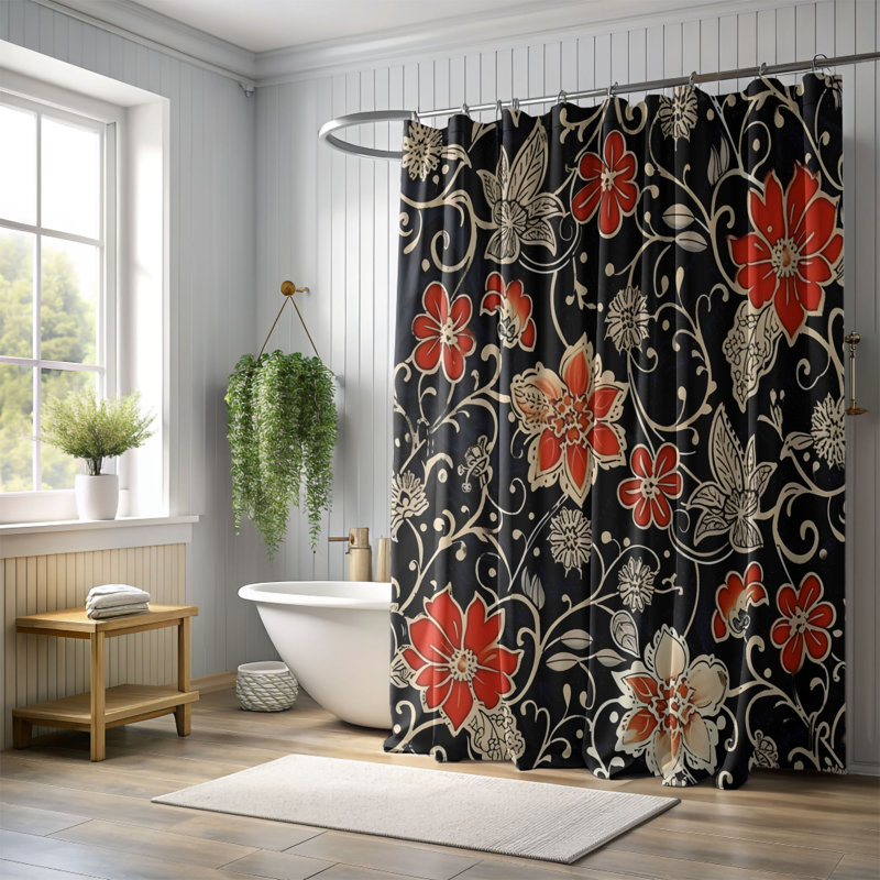 Textile Blooms - Rideau de douche Premium, H 74 po x l 71 po
