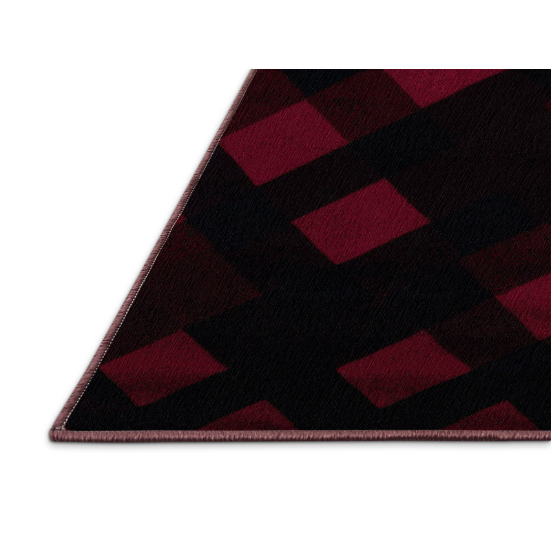 Tapis rouge à carreaux lavable à la machine, Rectangle 3 pi x 5 pi