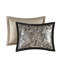Édredon 12 pièces pour très grand lit noir. Comprend des draps en coton. Comprend un édredon, des taies décoratives, des oreillers et une jupe de lit. Motif cachemire captivant merveilleux-121299558-121299560