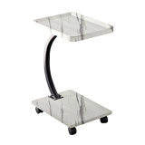 C Shaped Side Table Movable Sofa End Table Modern Coffee Table With Wheels For Small Spaces