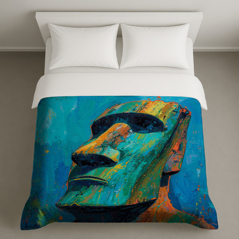 Housses de couette Moai Head Sculpture, King