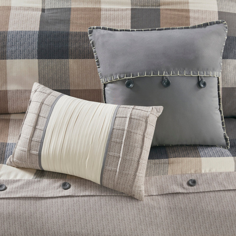 7 Piece Herringbone Comforter Set Neutral