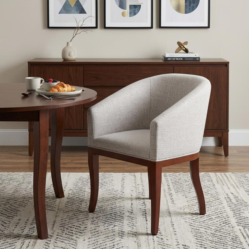 Chaise de salle à manger rembourrée grise et brune