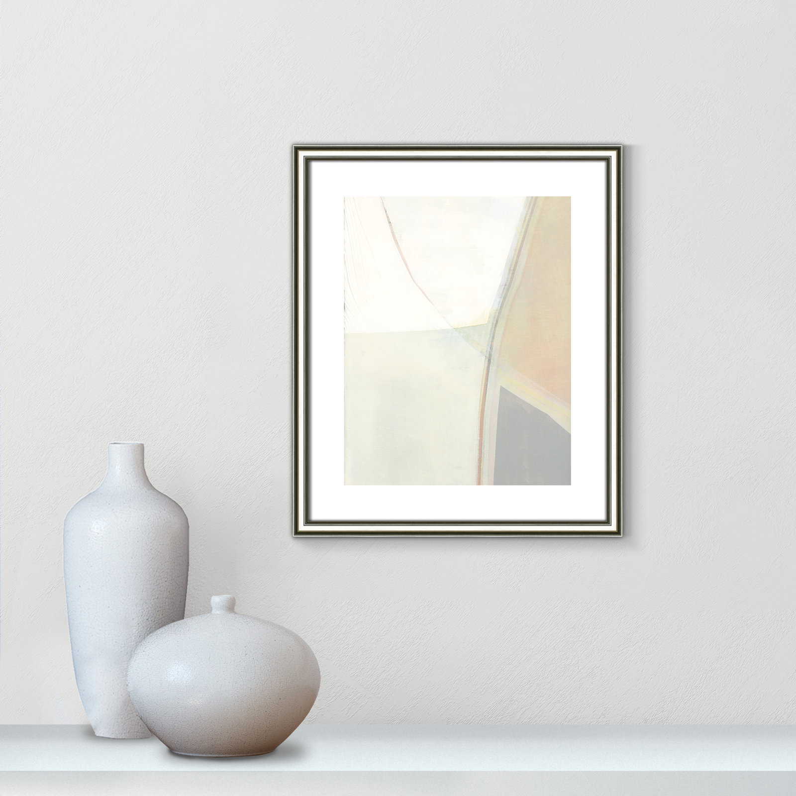 Alexandria "In Neutral II" Painting by Cartissi, 19" H x 16" W x 0.88" D, Silver Framed Paper