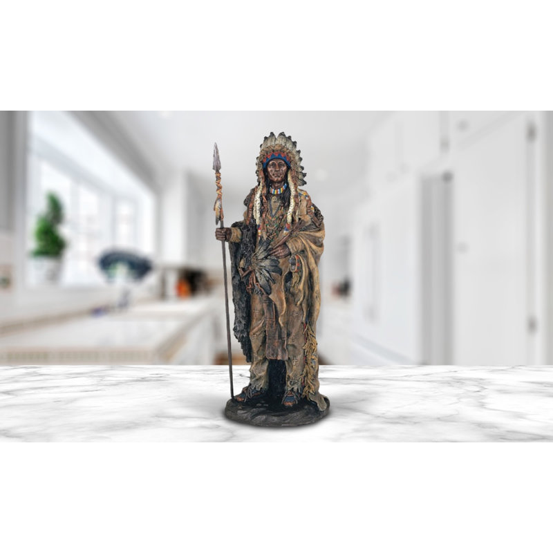 14"H Indian Warrior with Spear Figurine Style 2