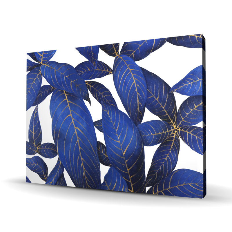 Abstrait moderne feuilles bleues - décor de toile exotique floral