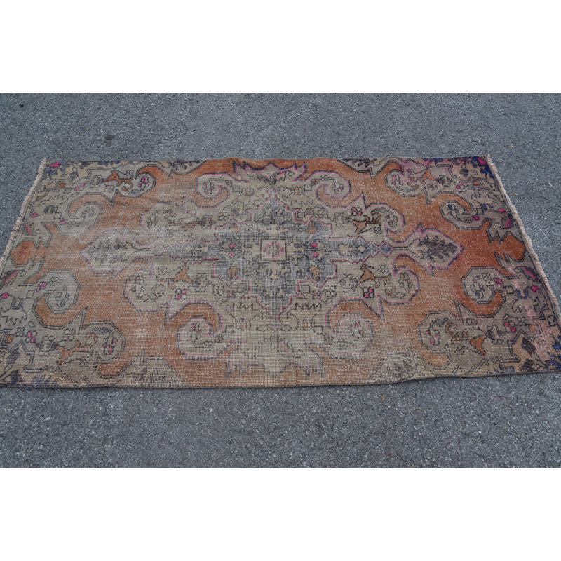 Tapis turc, tapis audacieux, tapis rétro, tapis décoratifs orange 3,4 pi 6,9 pi, tapis Oushak