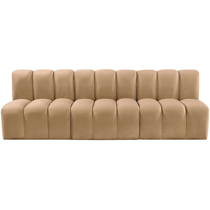 Hrach Upholstered Sectional Reversible, Camel Velvet