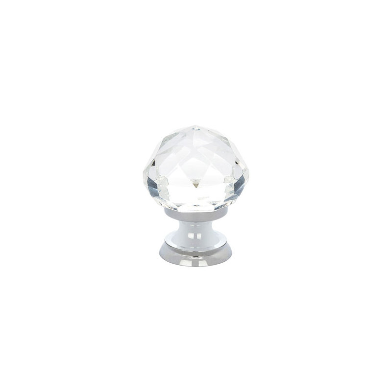 Crystal Round Knob, Polished Chrome, 1.25"