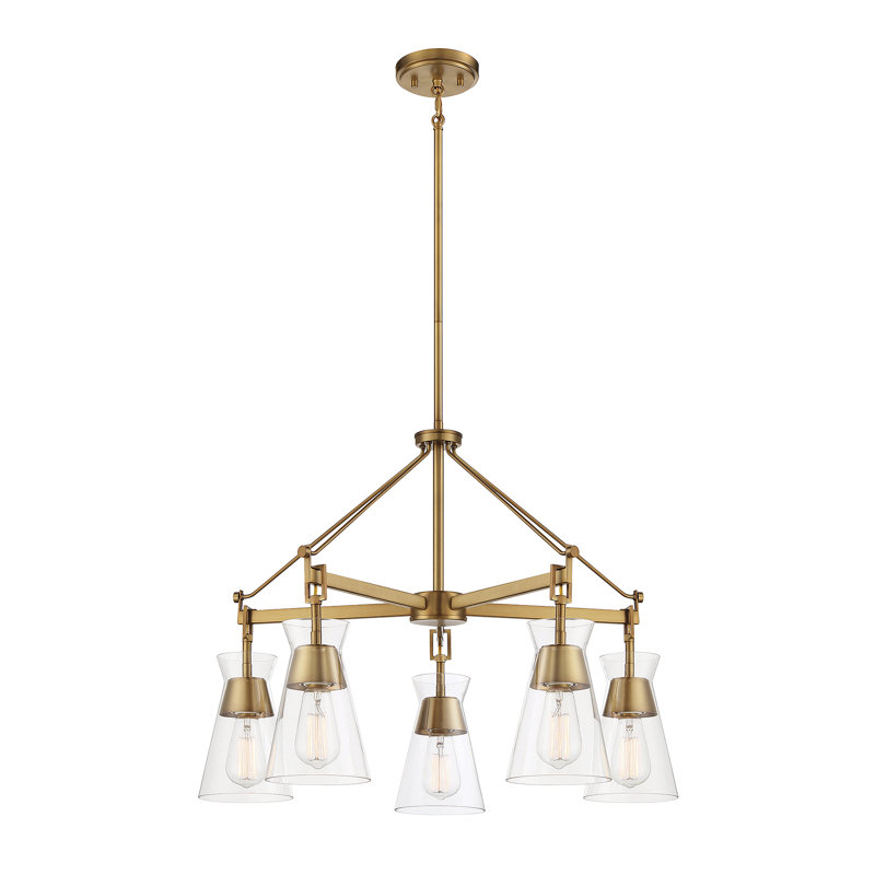 5-Light Chandelier in Brass, Brass