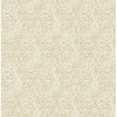 Design Metallic Tan & Blush Rhea Floral Medallion Unpasted Wallpaper