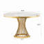 Table de salle à manger ronde avec une texture de marbre exquise, une base en acier inoxydable de 400 livres et une table de fête-1924693328