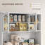 Armoire de cuisine 68 "avec station de charge, 2 armoires à ordures inclinables et support à micro-ondes, bois-1102957339