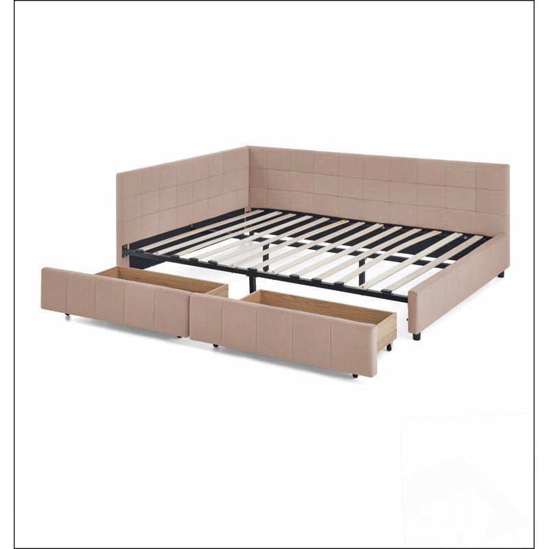 Structure de lit tapissier pour grand lit avec dossier et accoudoirs confortables, parfaite pour la chambre à coucher et le salon