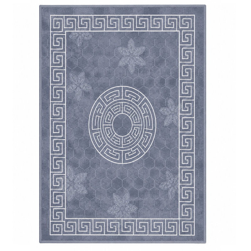 Vibe Large Area Rug Greek Design Carpet With PVC Backing Non-Slip Rug For Living Room, Hallway, Bedroom & Indoor/Outdoor Spaces