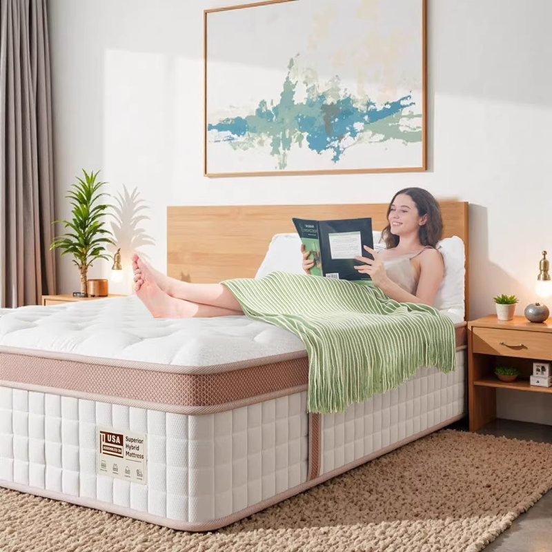 12 Inch Firm Hybrid Queen Mattress with Gel Memory Foam & Pocket Springs - Pressure Relief, Motion Isolation & Cooling Comfort for Restful Sleep