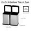 Poubelle de cuisine 2 X 5,3 gallons, poubelles à double compartiment, couvercle ouvert