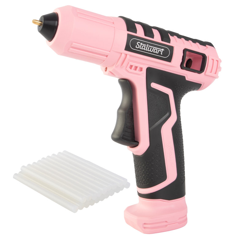 Ensemble de pistolet à colle sans fil avec temps de préchauffage de 15 secondes et bâtons de colle inclus, rose