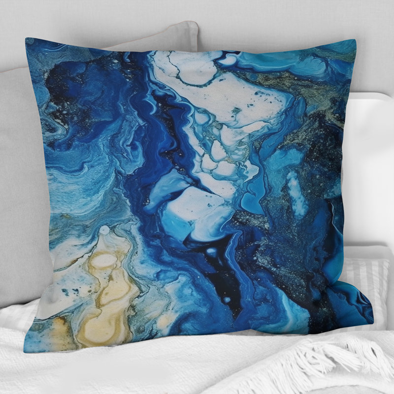 Coussin décoratif à imprimé abstrait bleu et gris Elixir II
