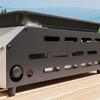 Outsunny Gas Plancha Barbecue Grill with 4 Burners, 9.6kW, Silver