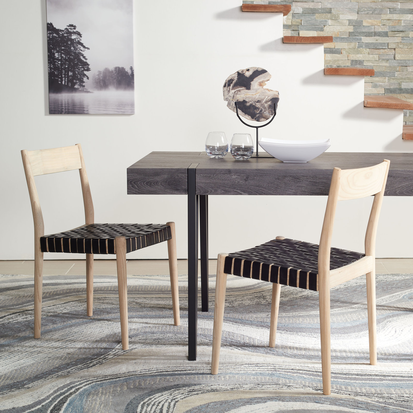 Cosme Armchair, Black/Light Wood