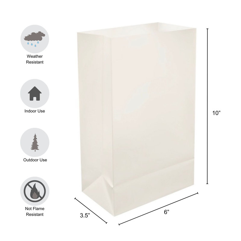 Sac en plastique Luminaria - 12 pièces, Blanc