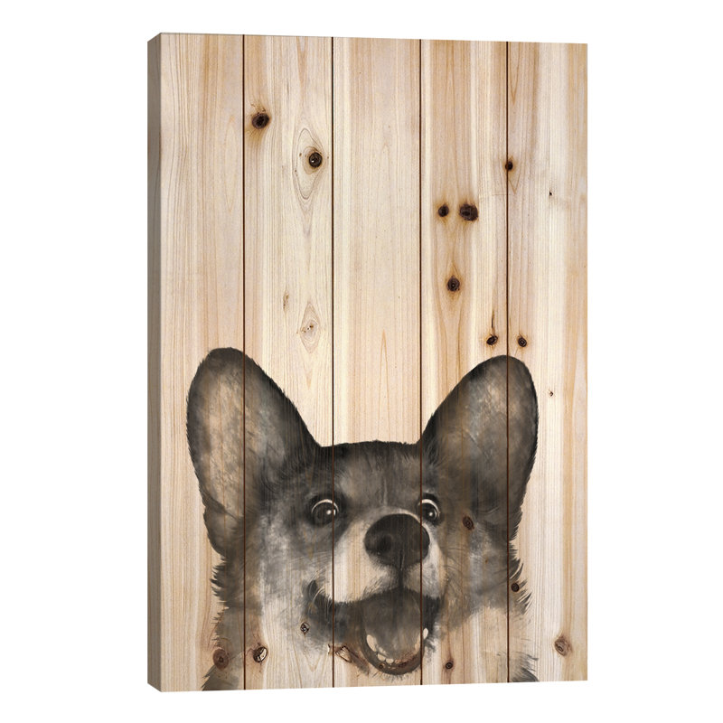 Corgi par Laura Graves - impression sur bois sans cadre, L 18 po x H 26 po