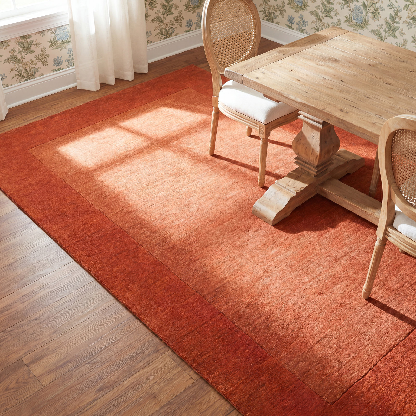 Dolma Red Hand-Woven Wool Rug, Rectangle 8' x 11'