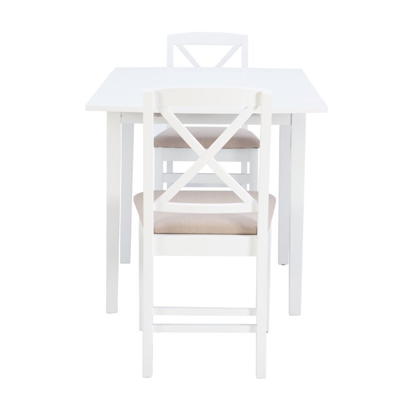 Aitana Drop Leaf 3-Piece Dining Set, White