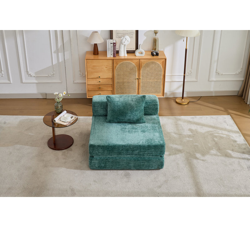 Fauteuil convertible Chenille, Vert foncé