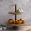Assiette à gâteau à 2 niveaux en bois d'acacia