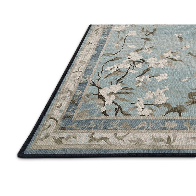 Machine Washable Gray Area Rug, Round 8'