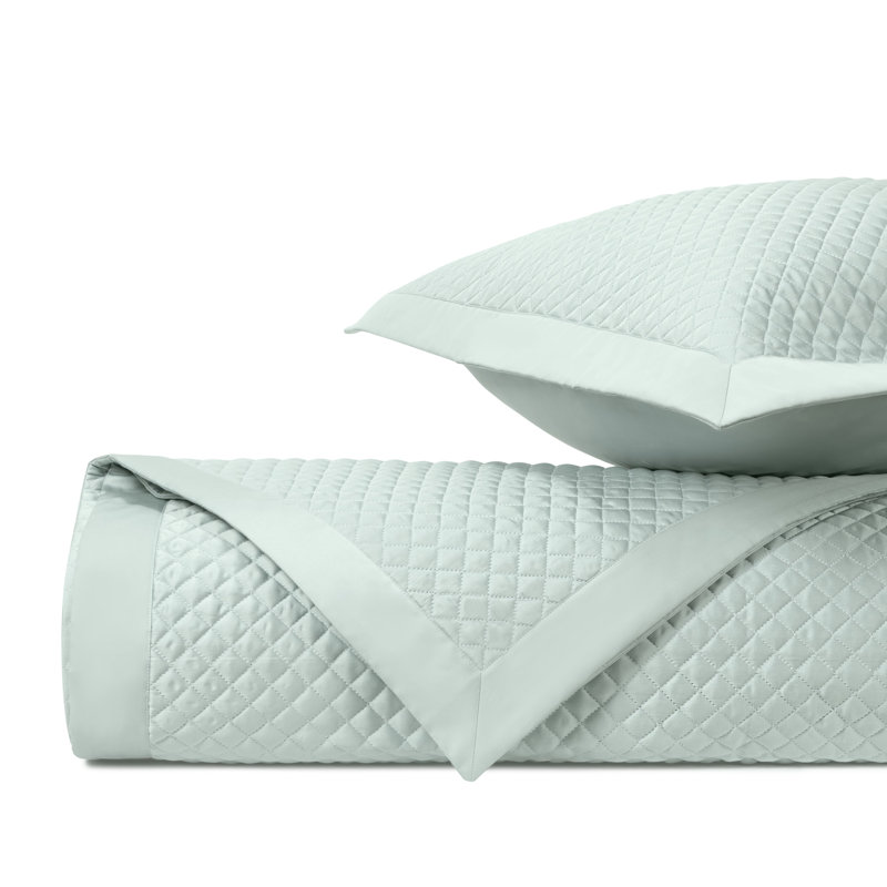 Diamond 100% Cotton Sateen Coverlet Set, King Coverlet/Bedspread + 3 Euro Shams, Eucalipto