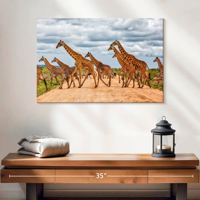 Brampt Running Giraffes And Zebras, 16" H x 24" W