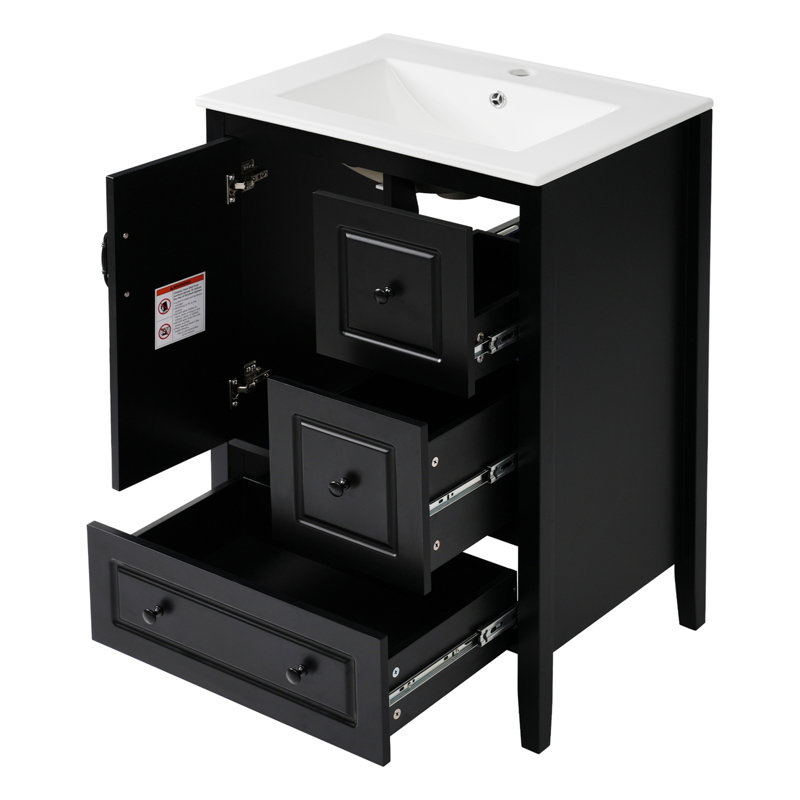 Meuble-lavabo de salle de bain avec lavabo, Noir