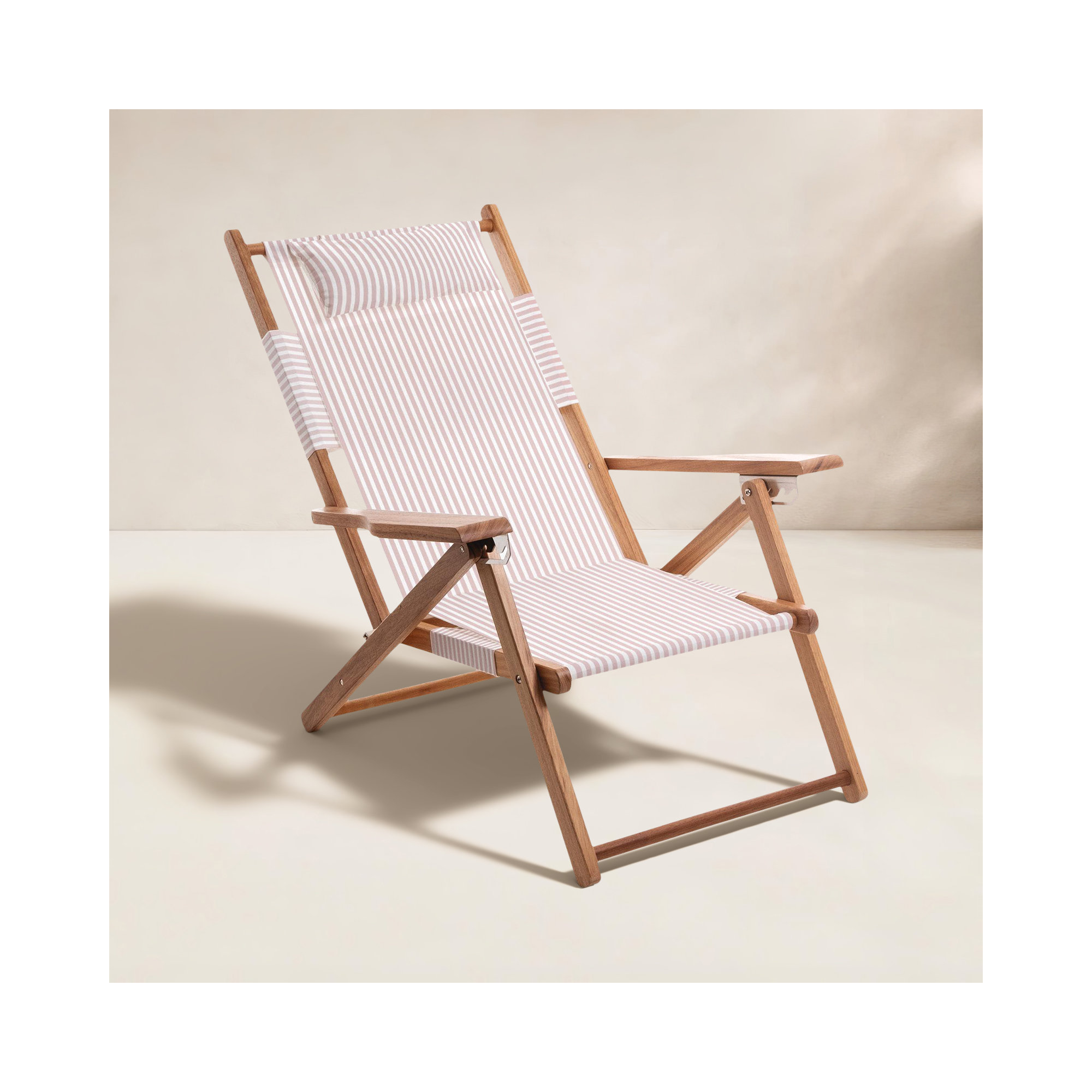  Reclining Beach Chair with Cushion, Lauren's Pink Stripe