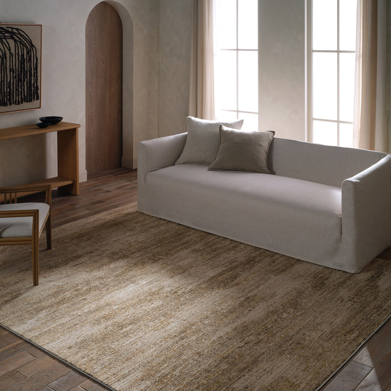 Tapis brun clair à motif abstrait Mollett, Rectangle 7 pi 6 po x 9 pi 6 po