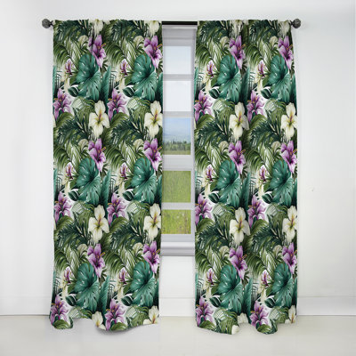 Palmier enchanteur motif tropical I - Rideau floral - Rideau floral occultant en velours - 1 panneau