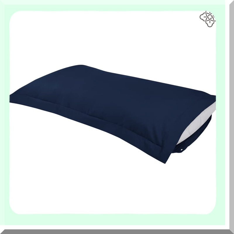 Luxury Cotton Sateen Pillow Shams - Set of 2 Navy Blue - 300 Thread Count Soft GOTS Certified - King Size Bedding Accessories