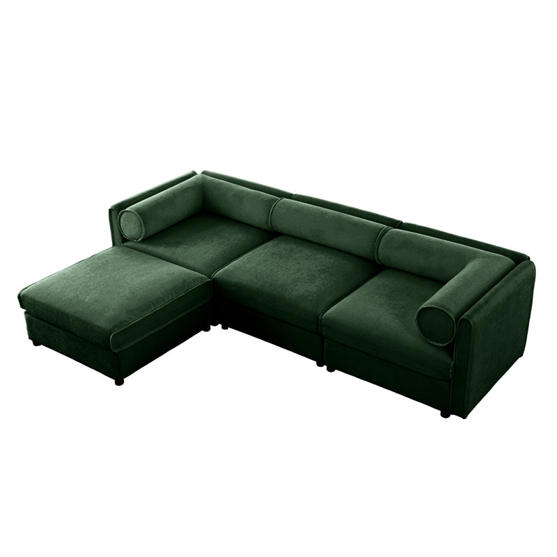 Tissu chenille avec rangement caché et canapé pour un espace de vie soigné, Vert
