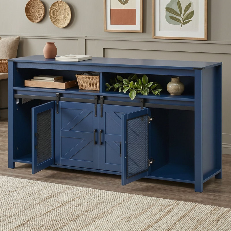 Buffet avec portes coulissantes de style grange