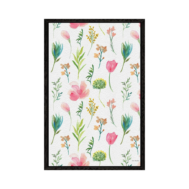Happy Flora by Seven Trees Design - Floater Frame Gallery-Wrapped Canvas Giclée on Canvas, 152.4 cm H x 101.6 cm W, Black