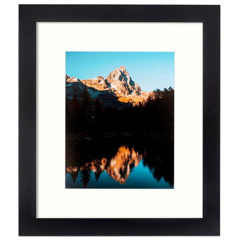 12x16 Satin Black Picture Frame with Light Cream Mat