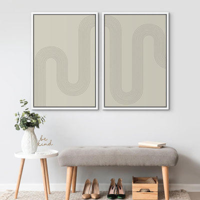 «Motif géométrique de couleur pastel, champ abstrait, formes abstraites, décor moderne minimaliste douillet», 2 pièces