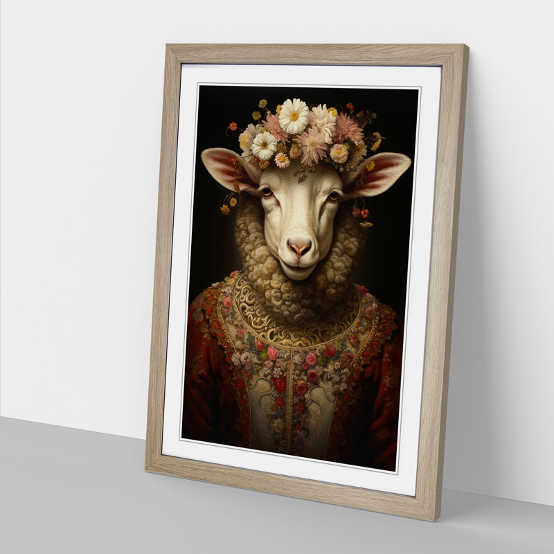 Sheep Baroque Art - Framed Print, Oak Framed, 64cm H x 46cm W x 2cm D