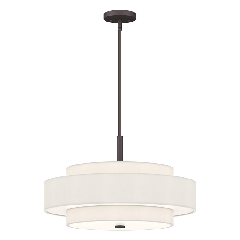 Lustre 5 lumières Flaire, Blanc cassé, Bronze anglais