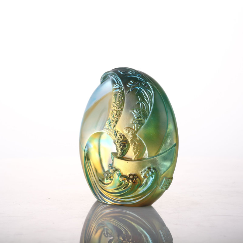 LIULI Crystal, Sailing boat, Ocean Wave and the Sun, Tai Chi Series | Smooth Sailing