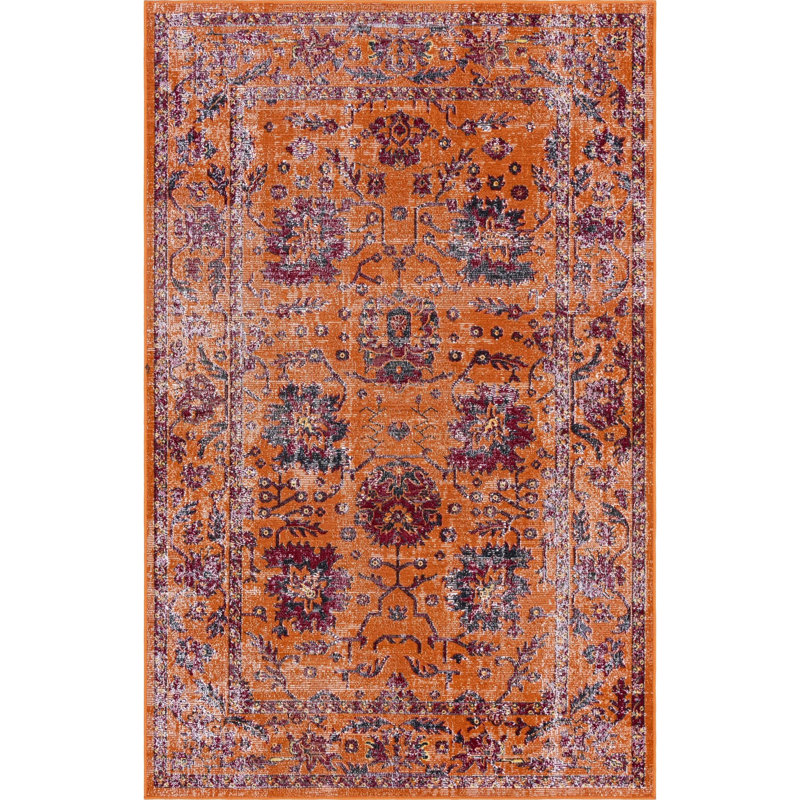 Floral Indoor Rug, Rectangle 5'3" x 8'