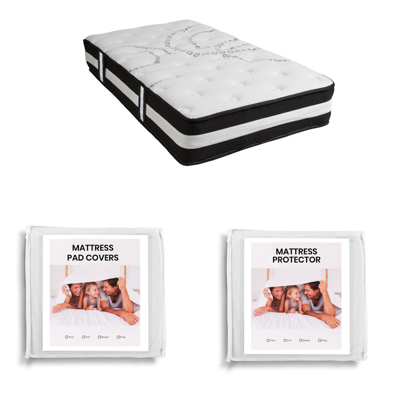 Matelas à ressorts ensachés hybride de 12 po Weinman avec coussin et coussin, Simple