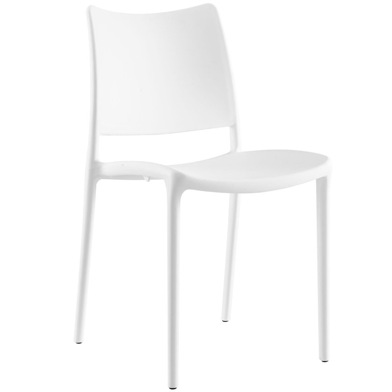 White Low Plastic Modern Side Chair